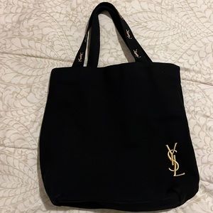 YSL Yves Saint Laurent Black Canvas Parfums Tote Bag